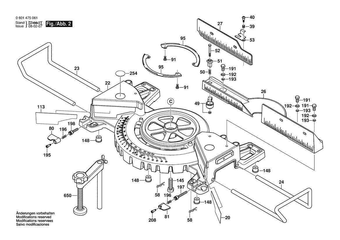 Vue éclatée Bosch 4405 Single Bevel Sl 0 601 475 061 - page 2