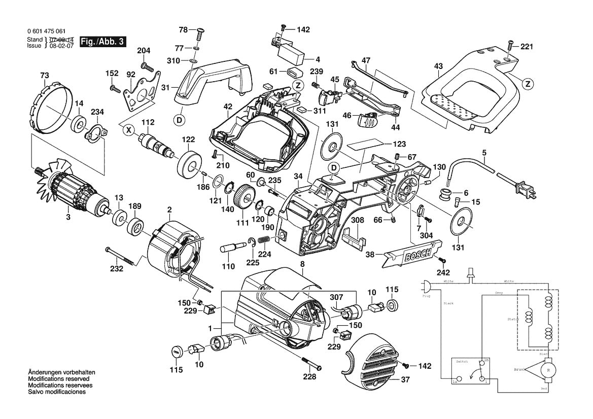 Vue éclatée Bosch 4405 Single Bevel Sl 0 601 475 061 - page 3