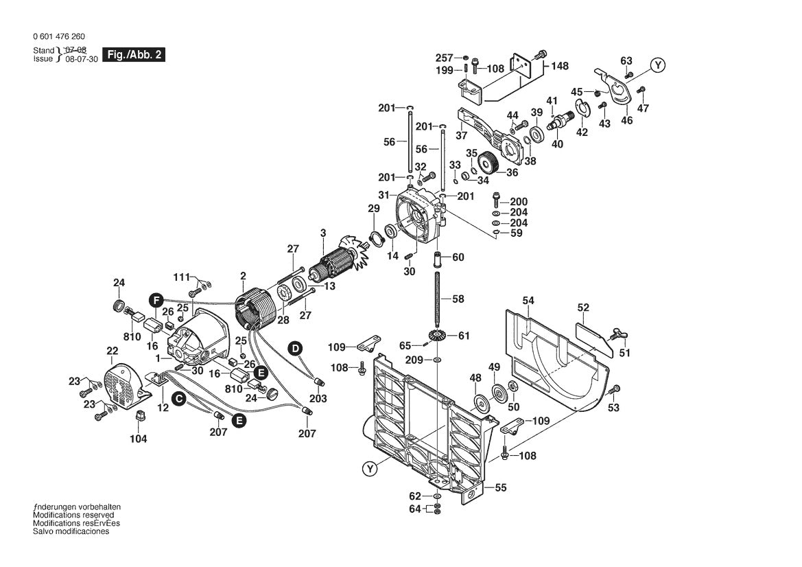 Vue éclatée Bosch 4000 Bare Tool - 10" 0 601 476 260 - page 2