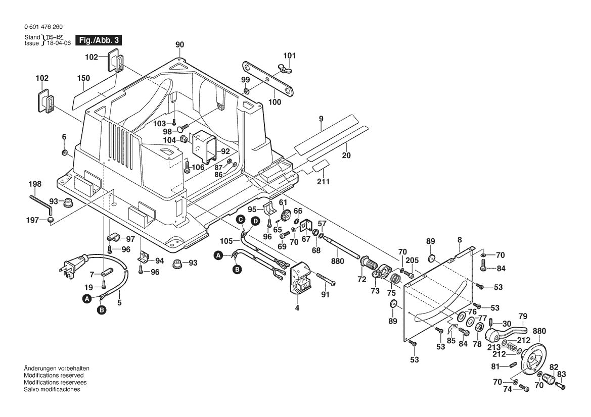 Vue éclatée Bosch 4000 Bare Tool - 10" 0 601 476 260 - page 3