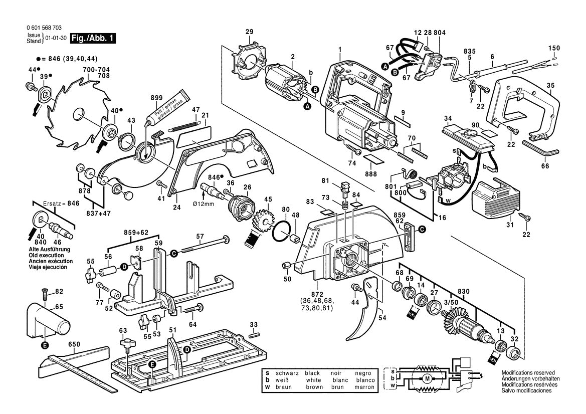 Vue éclatée Bosch GKS 66 CE 0 601 568 732 - page 1