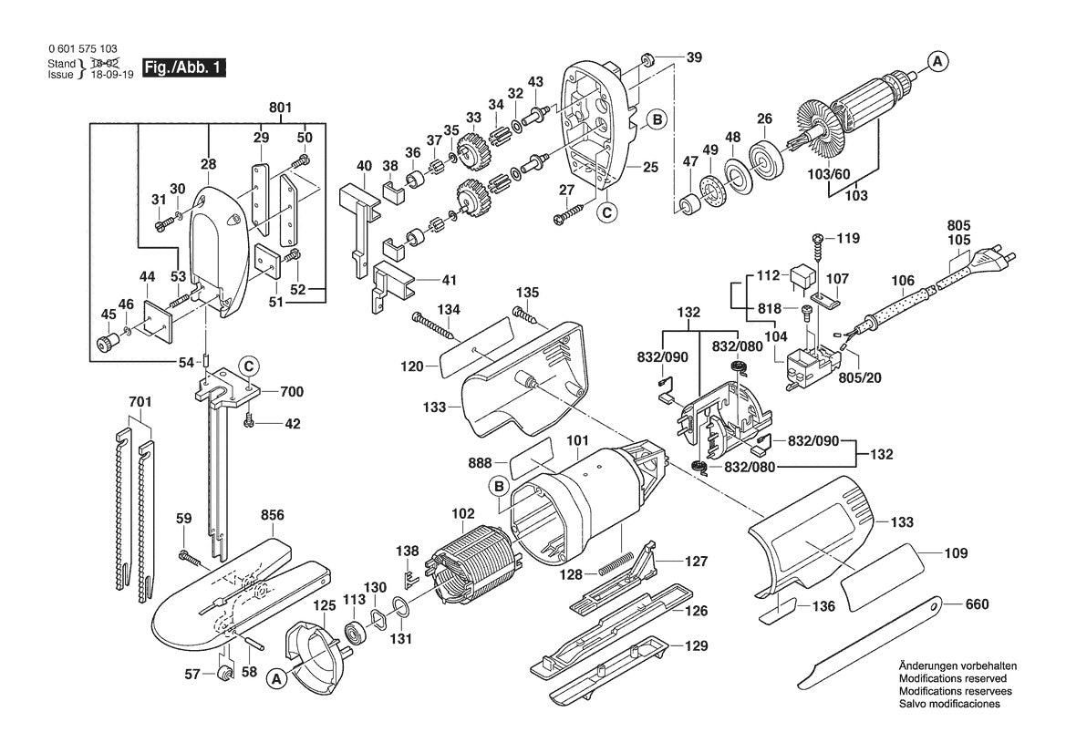 Vue éclatée Bosch GSG 300 0 601 575 103 - page 1
