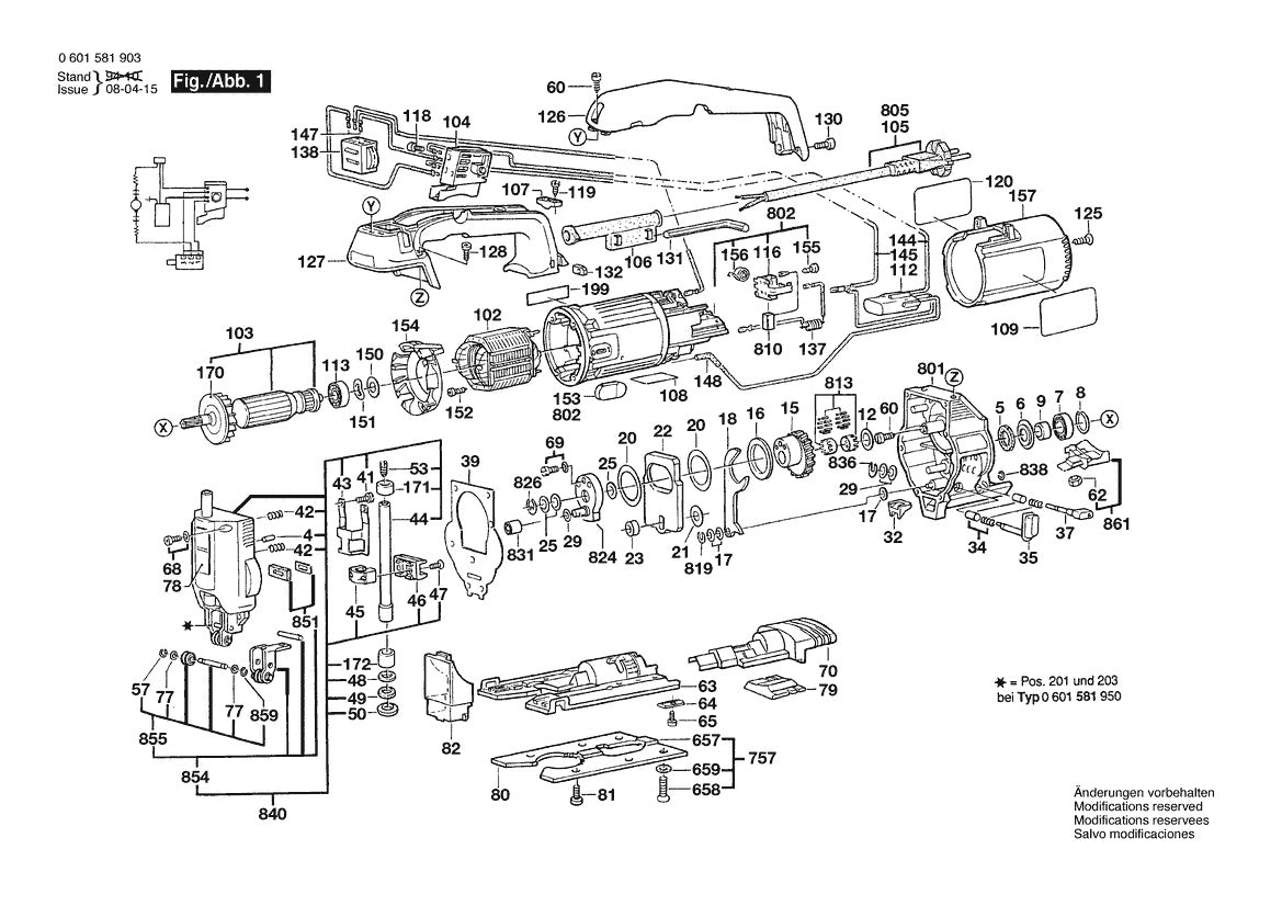 Vue éclatée Bosch GST 60 PBAE 0 601 581 932 - page 1