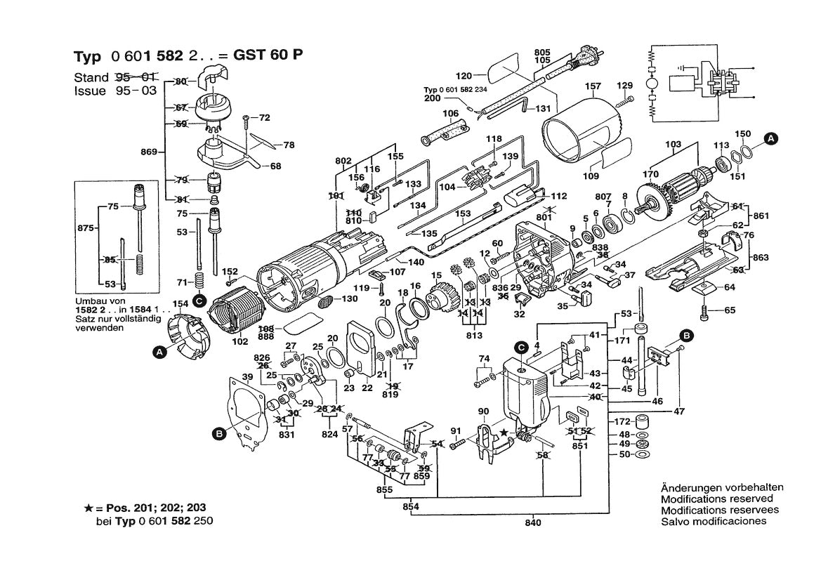 Vue éclatée Bosch GST 60 P CLIC 0 601 582 250 - page 1