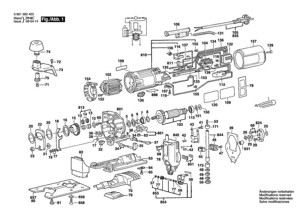 Vue éclatée Bosch GST 60 PAE 0 601 582 432 - page 1