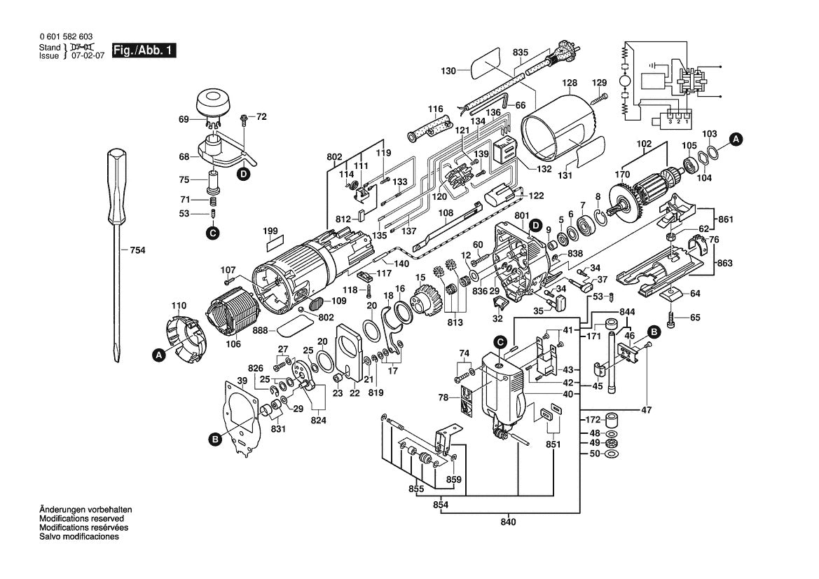 Vue éclatée Bosch GST 60 PE 0 601 582 648 - page 1