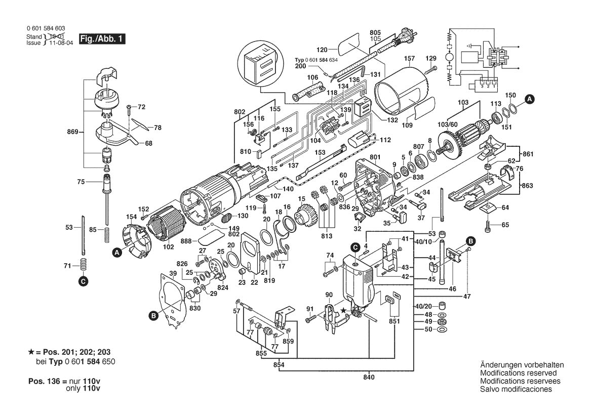 Vue éclatée Bosch GST 85 PE K 0 601 584 642 - page 1