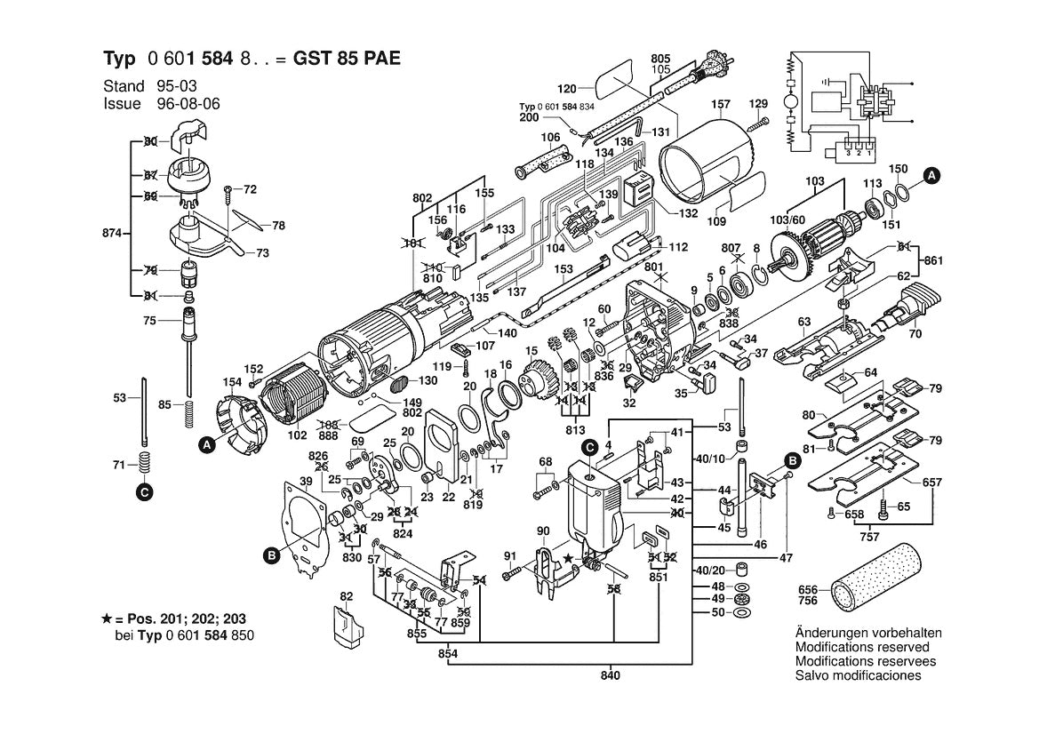 Vue éclatée Bosch GST 85 PAE 0 601 584 832 - page 1