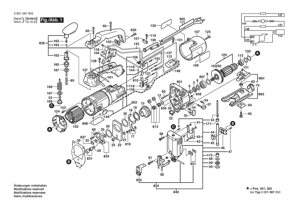 Vue éclatée Bosch GST 85 PBE 0 601 587 632 - page 1