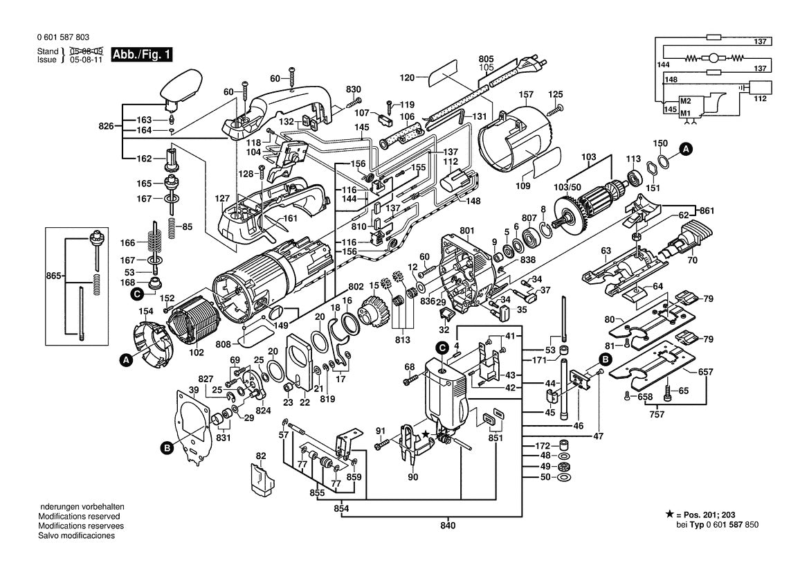 Vue éclatée Bosch GST 85 PBAE 0 601 587 803 - page 1