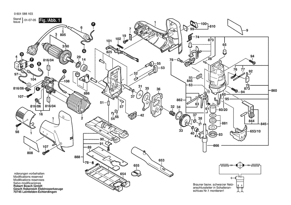 Vue éclatée Bosch GST 100 0 601 588 060 - page 1