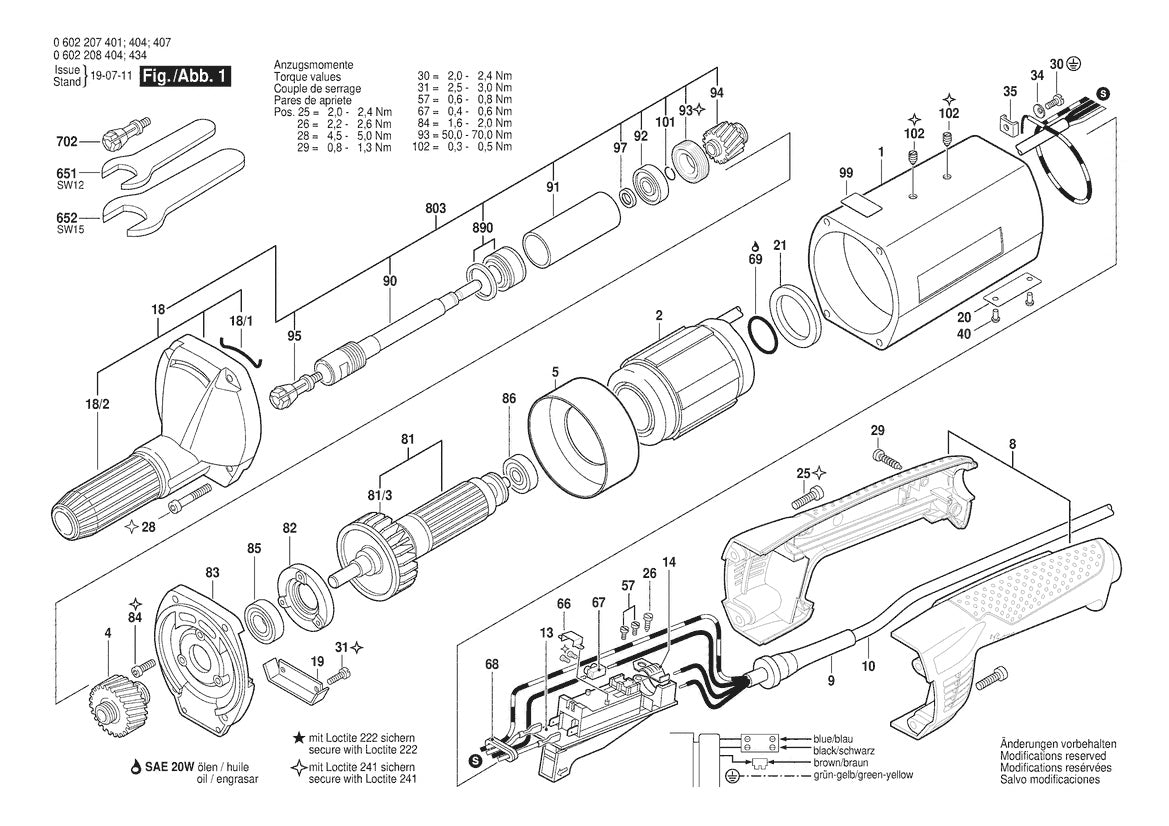 Vue éclatée Bosch HGS 65/32 0 602 207 407 - page 1