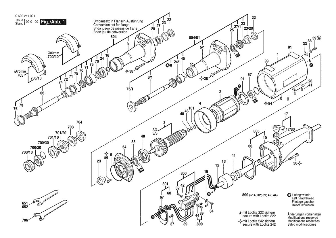 Vue éclatée Bosch HGS 77/50 0 602 211 021 - page 1