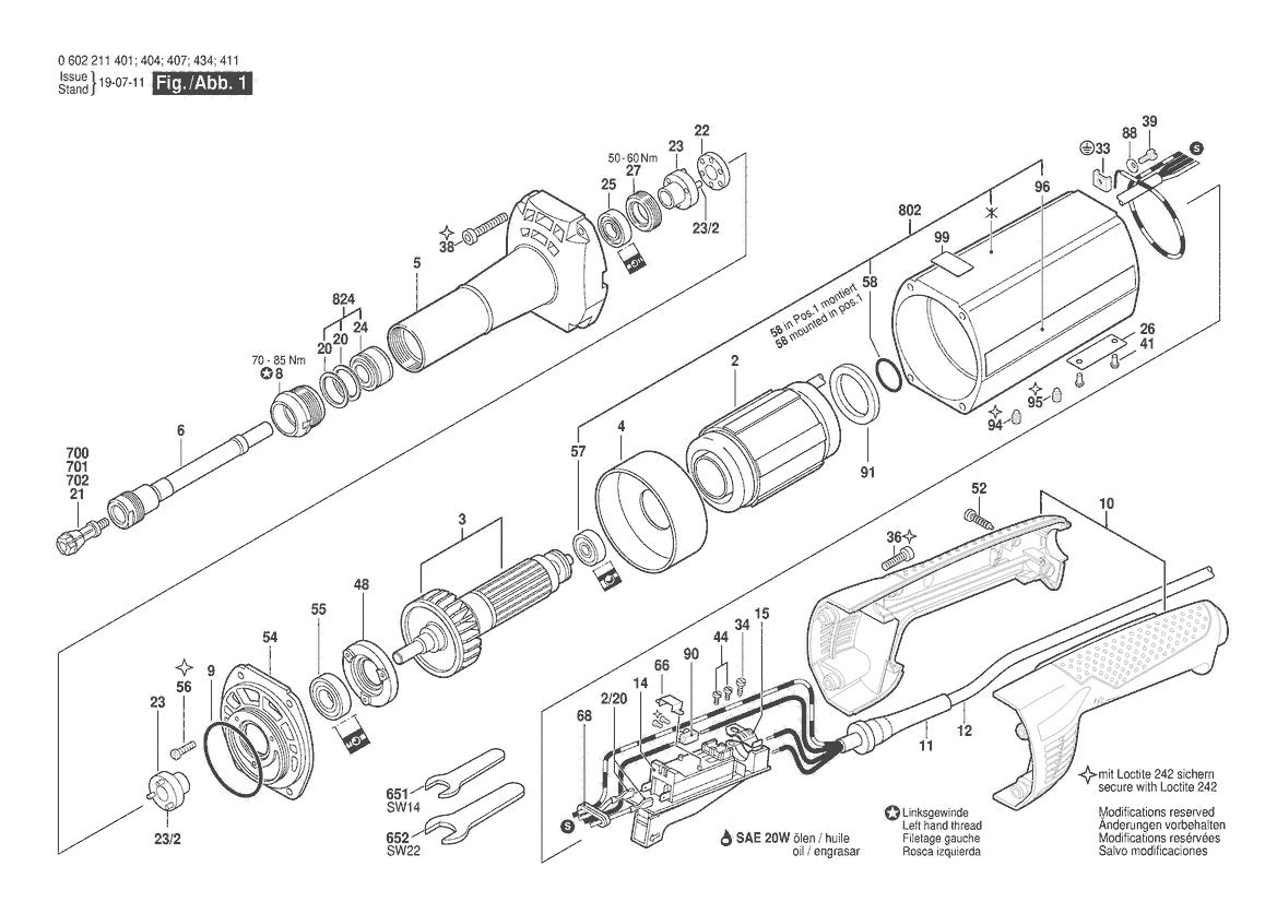 Vue éclatée Bosch HGS 77/50 0 602 211 434 - page 1