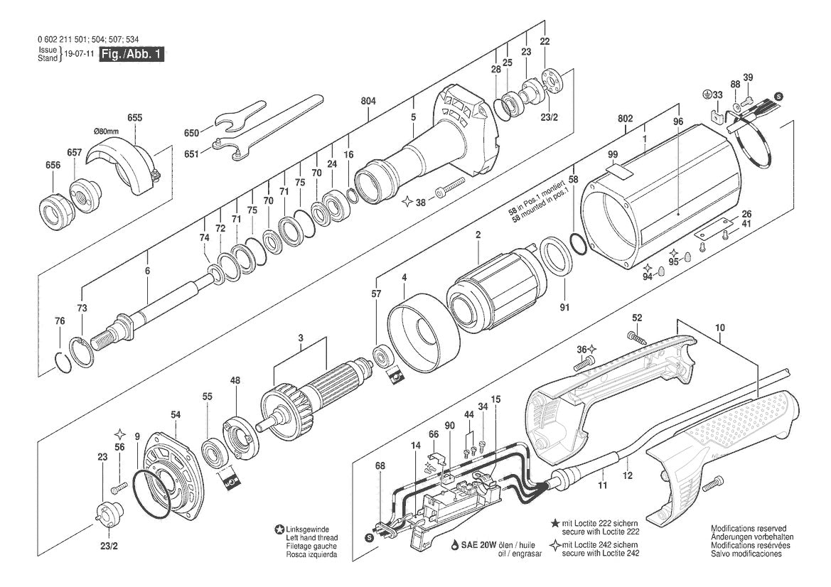 Vue éclatée Bosch HGS 77/75 0 602 211 507 - page 1