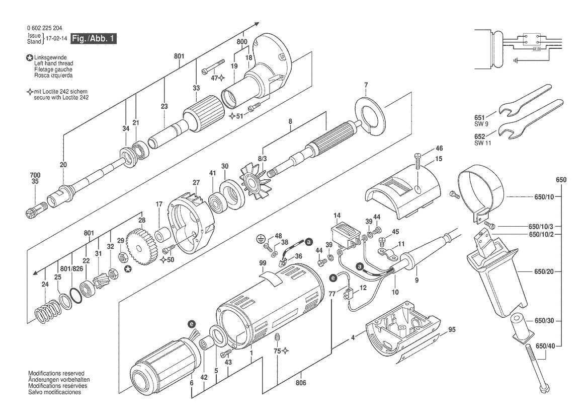 Vue éclatée Bosch HGS 44/8 0 602 225 211 - page 1