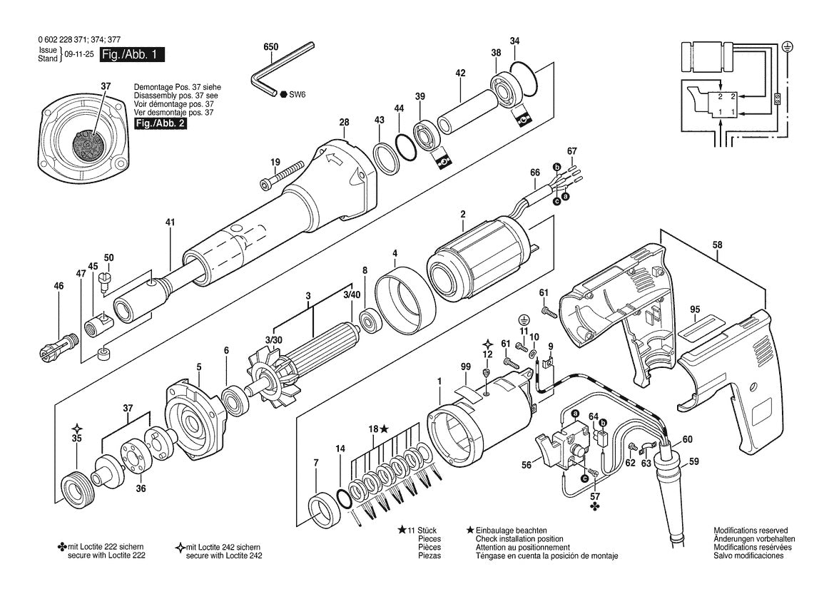 Vue éclatée Bosch HGS 55/50 0 602 228 374 - page 1