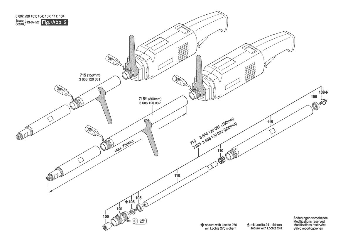 Vue éclatée Bosch HGS 57/50 Ls 0 602 238 104 - page 2