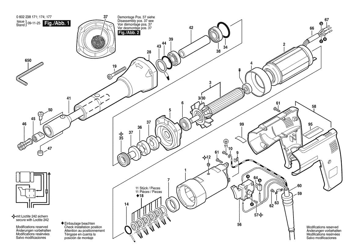 Vue éclatée Bosch HGS 57/50 Ls 0 602 238 174 - page 1