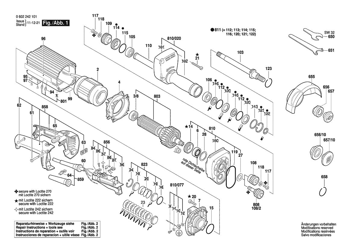 Vue éclatée Bosch HGS 85/100 0 602 242 101 - page 1