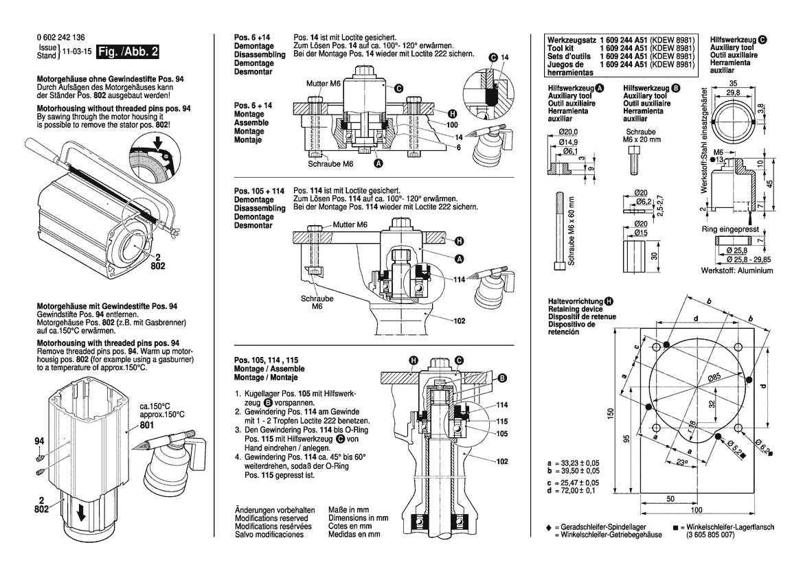 Vue éclatée Bosch HGS 85/100 0 602 242 136 - page 2