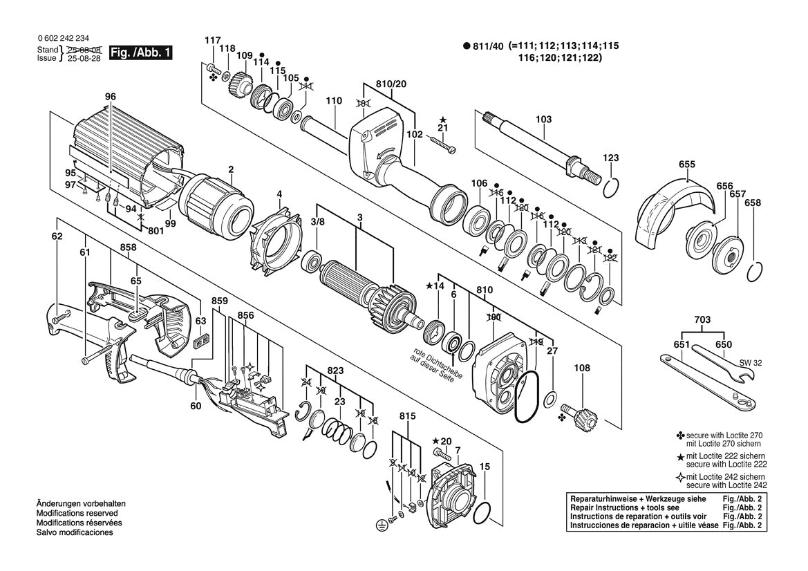 Vue éclatée Bosch HGS 85/100 0 602 242 234 - page 1