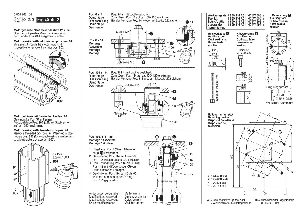 Vue éclatée Bosch HGS 85/80 0 602 243 134 - page 2