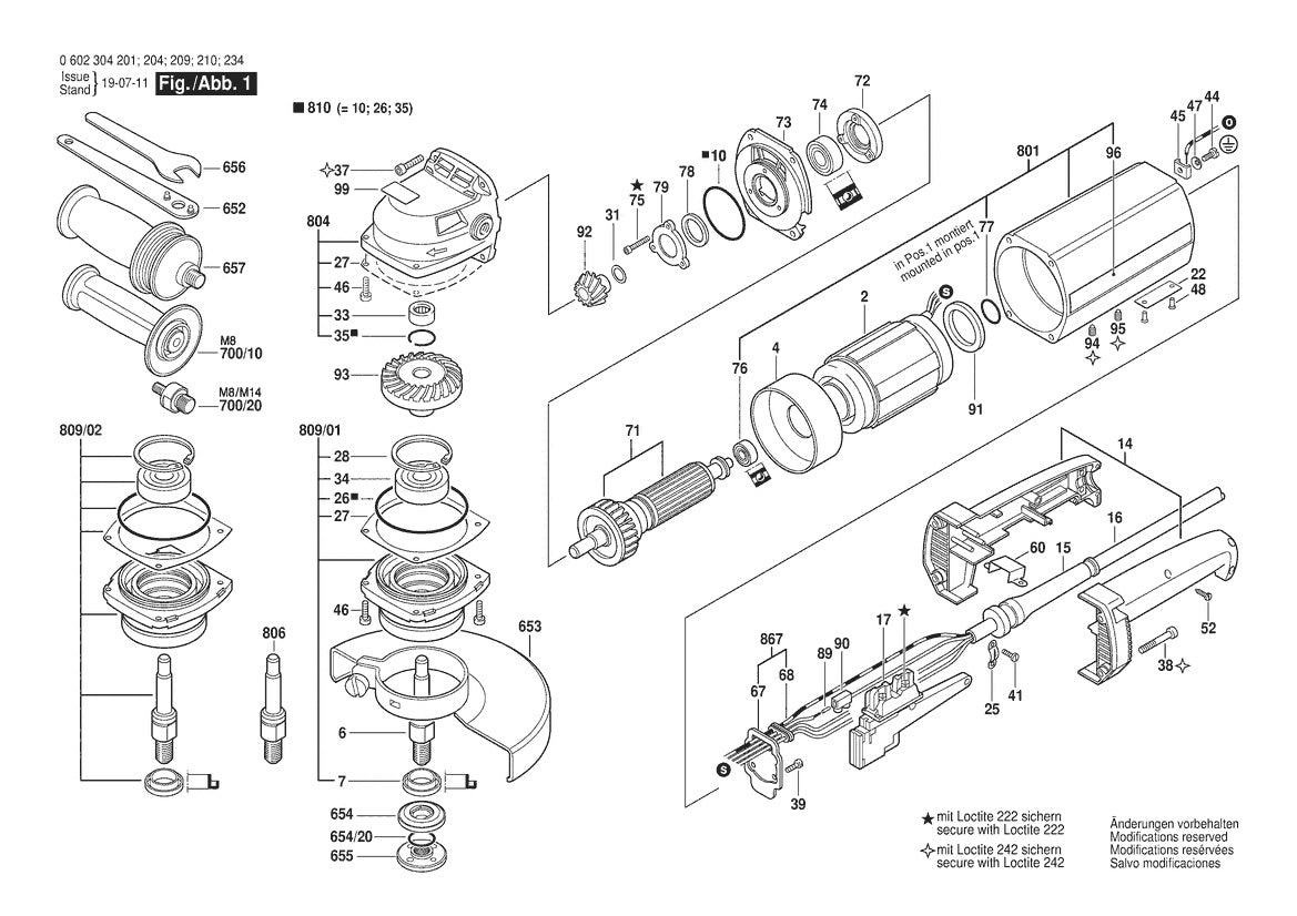 Vue éclatée Bosch HWS 77/180 0 602 304 210 - page 1