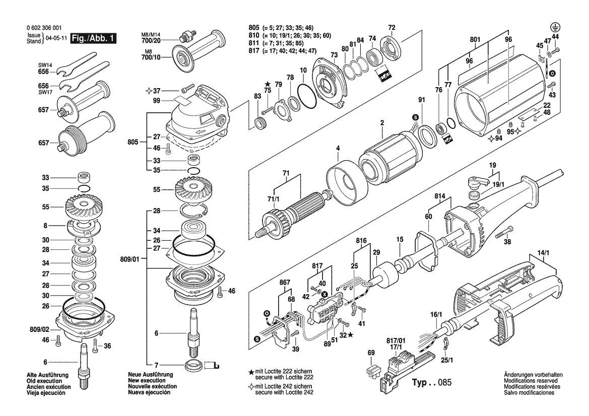 Vue éclatée Bosch HWS 77/175 0 602 306 034 - page 1