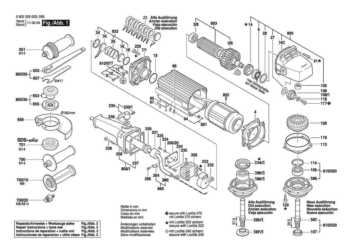 Vue éclatée Bosch HWS 85/180 0 602 329 036 - page 1