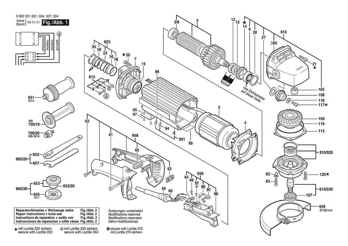 Vue éclatée Bosch HWS 88/180 0 602 331 534 - page 1