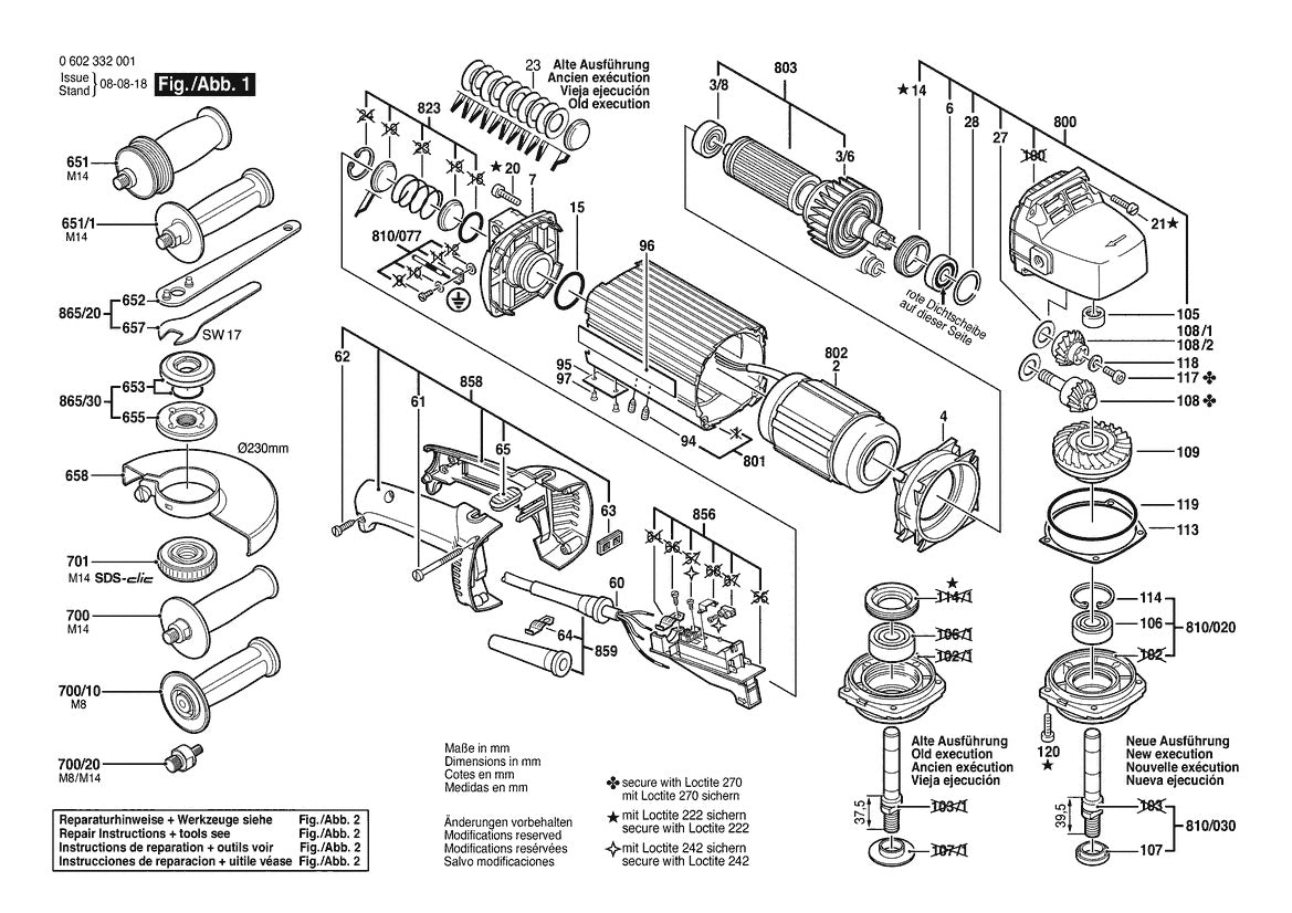 Vue éclatée Bosch HWS 88/230 0 602 332 035 - page 1