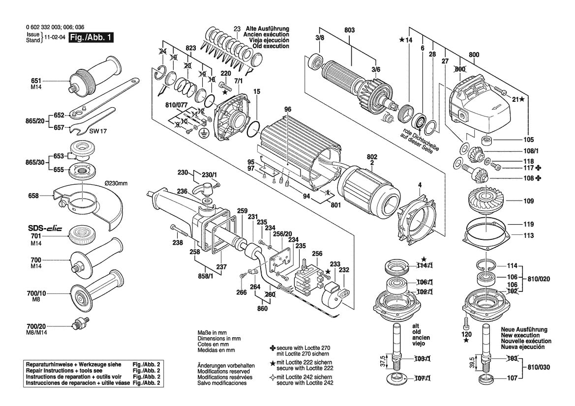 Vue éclatée Bosch HWS 88/230 0 602 332 036 - page 1