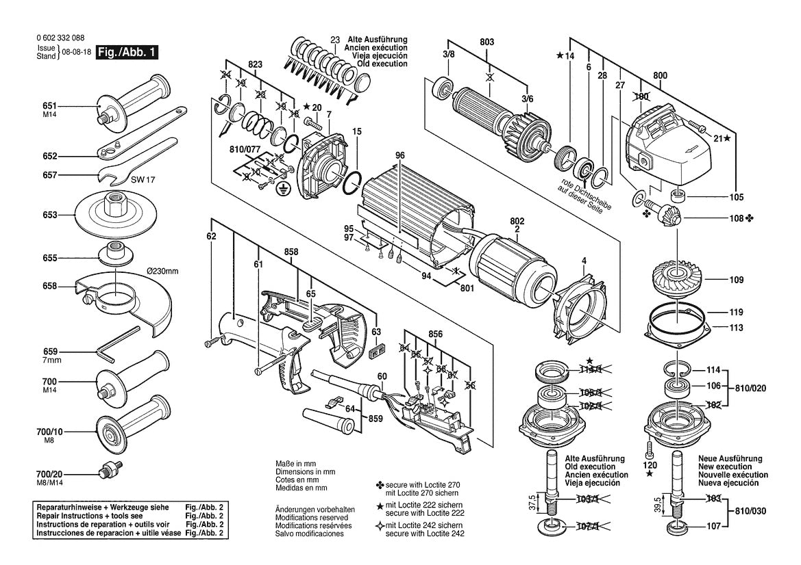 Vue éclatée Bosch HWS 88/230 0 602 332 088 - page 1