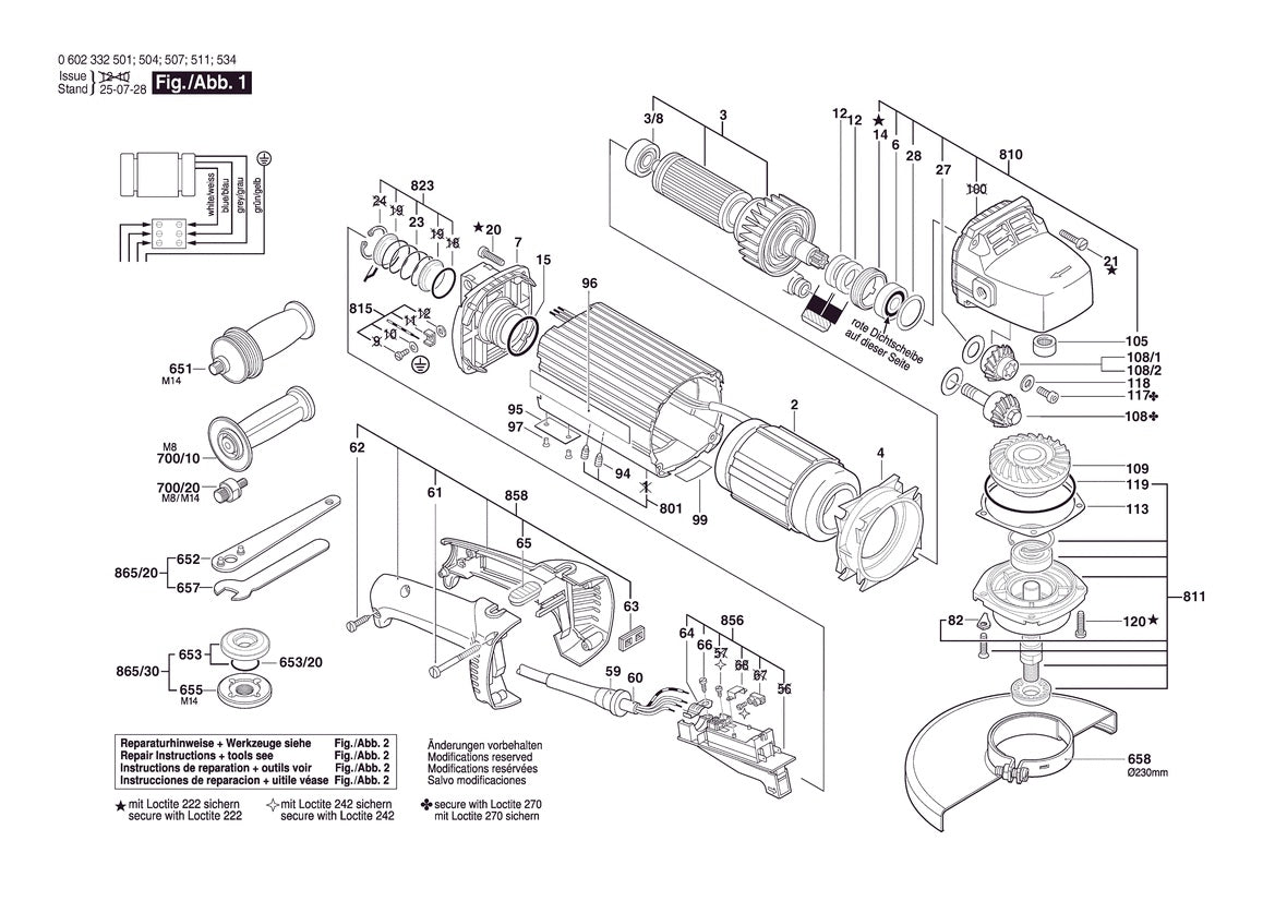 Vue éclatée Bosch HWS 88/230 0 602 332 534 - page 1