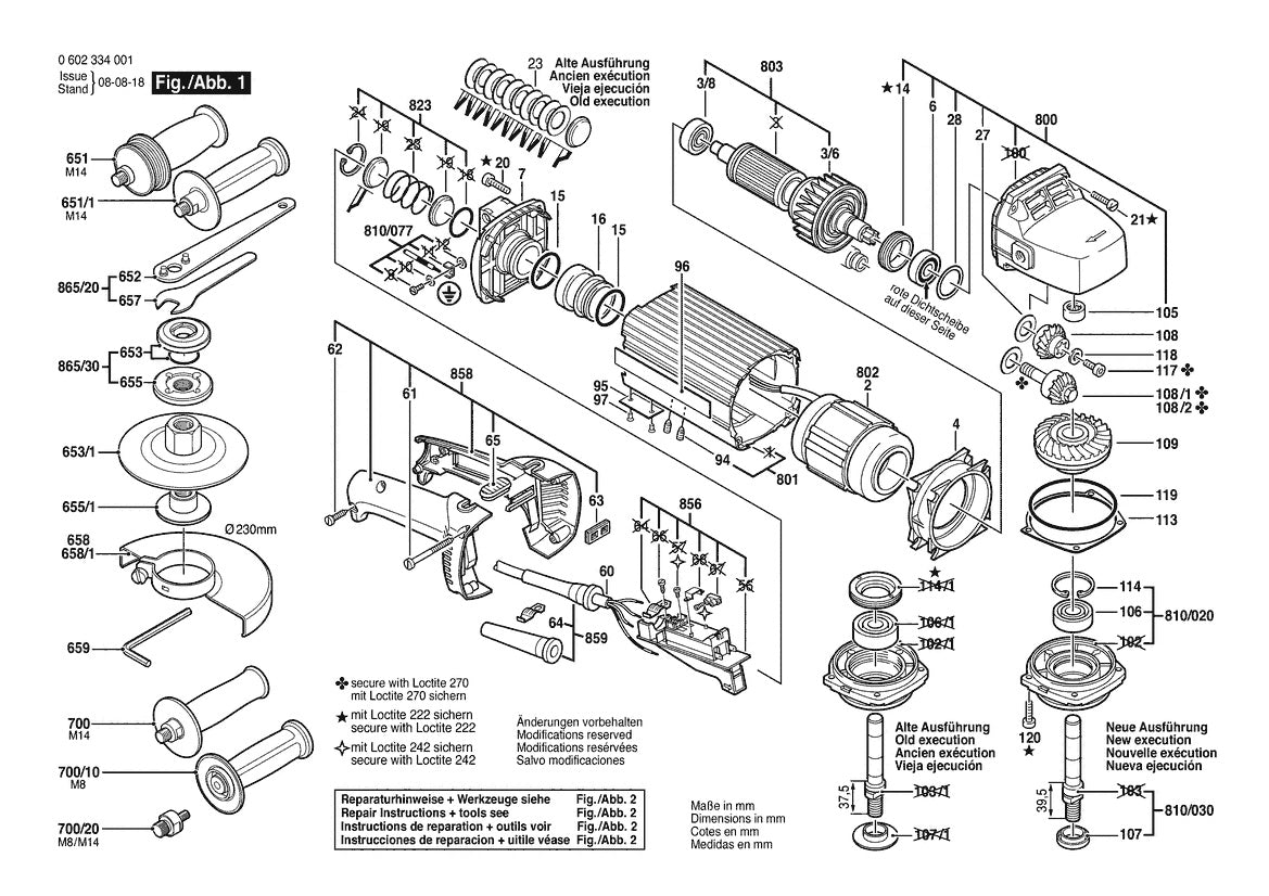 Vue éclatée Bosch HWS 810/230 0 602 334 037 - page 1