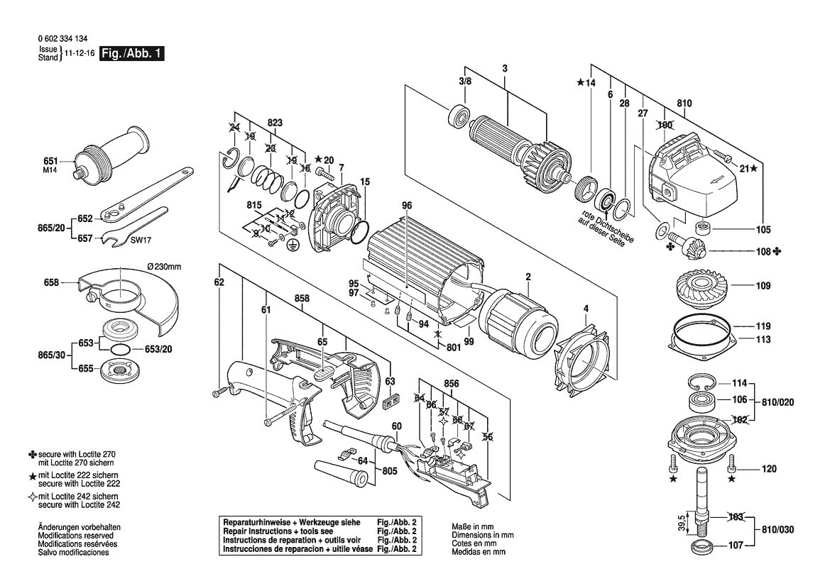 Vue éclatée Bosch HWS 810/230 0 602 334 134 - page 1