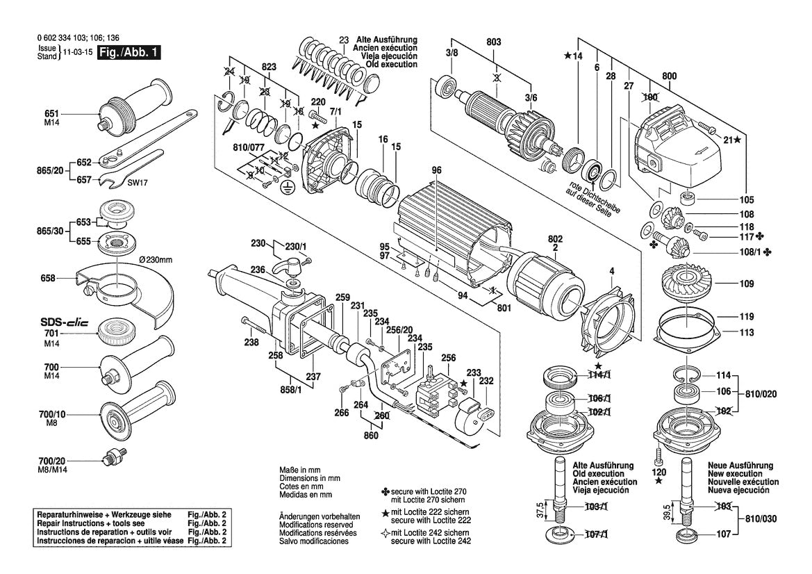 Vue éclatée Bosch HWS 810/230 0 602 334 136 - page 1