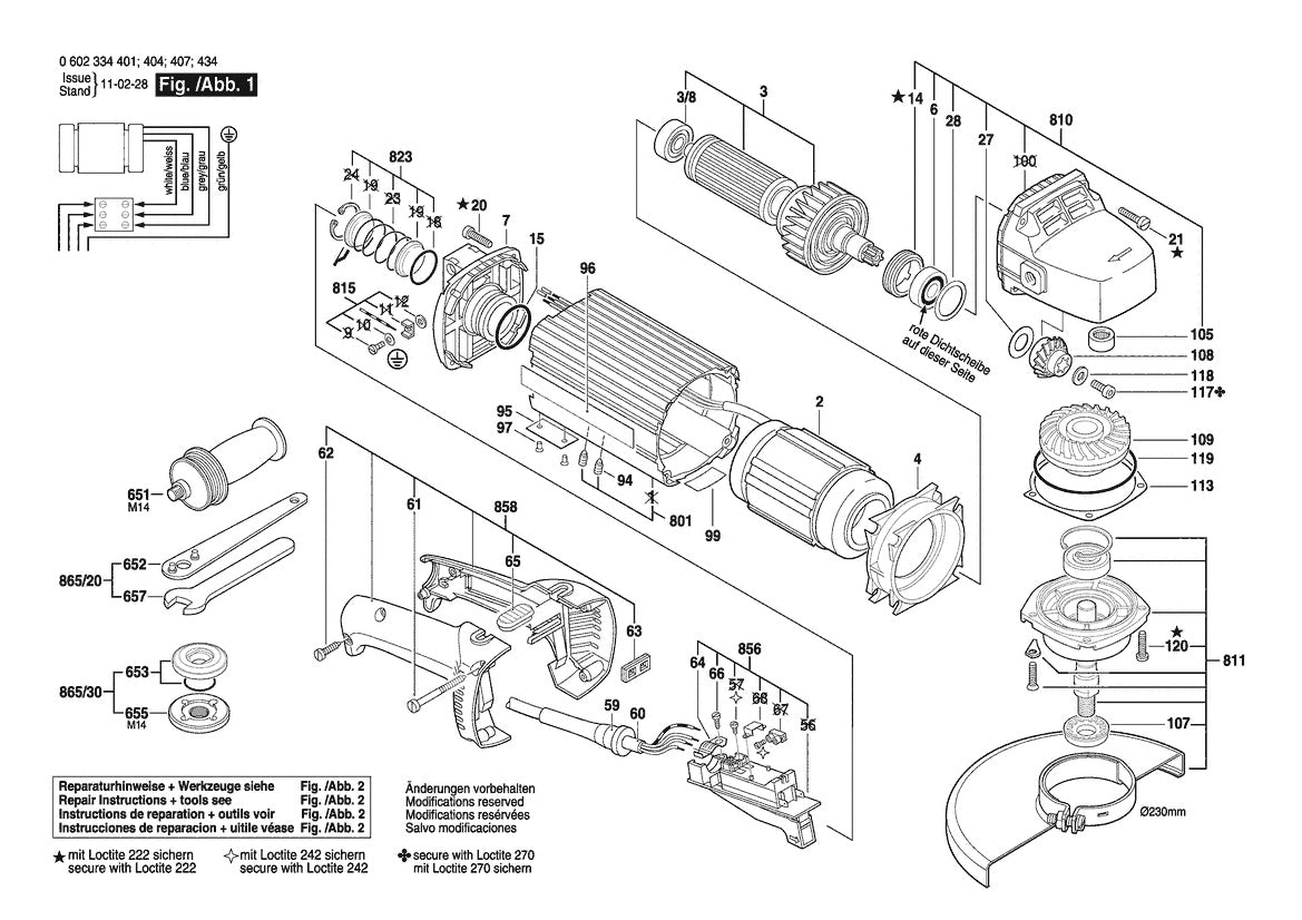 Vue éclatée Bosch HWS 810/230 0 602 334 434 - page 1