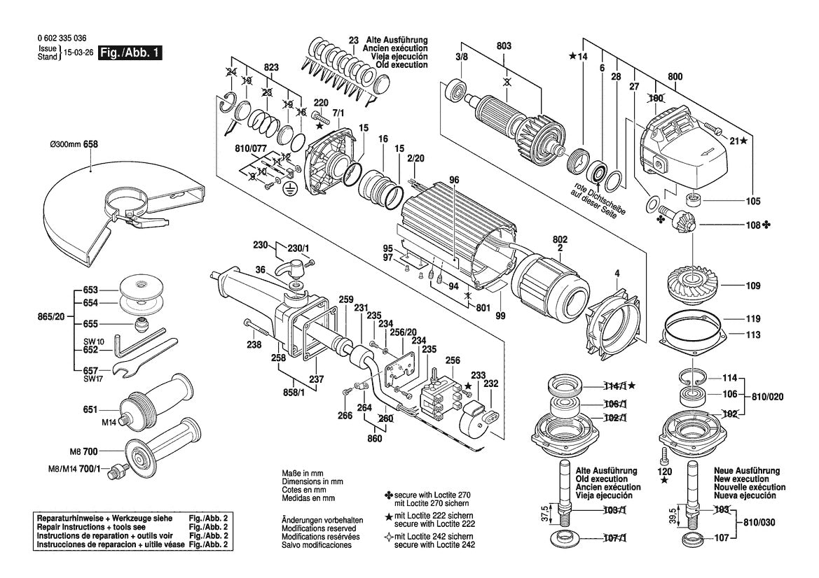 Vue éclatée Bosch HWS 810/300 0 602 335 036 - page 1