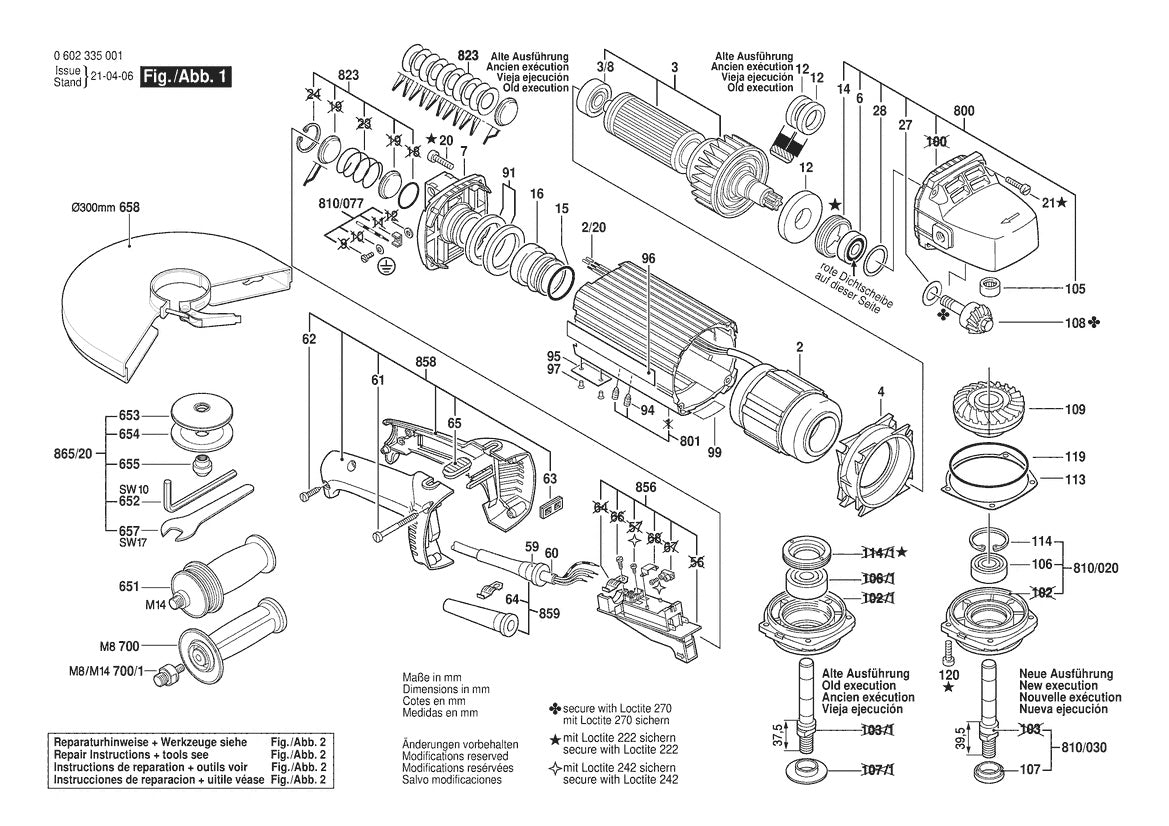 Vue éclatée Bosch HWS 810/300 0 602 335 037 - page 1
