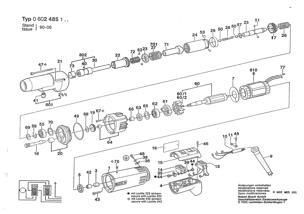Vue éclatée Bosch HSR 44-A 0 602 485 101 - page 1