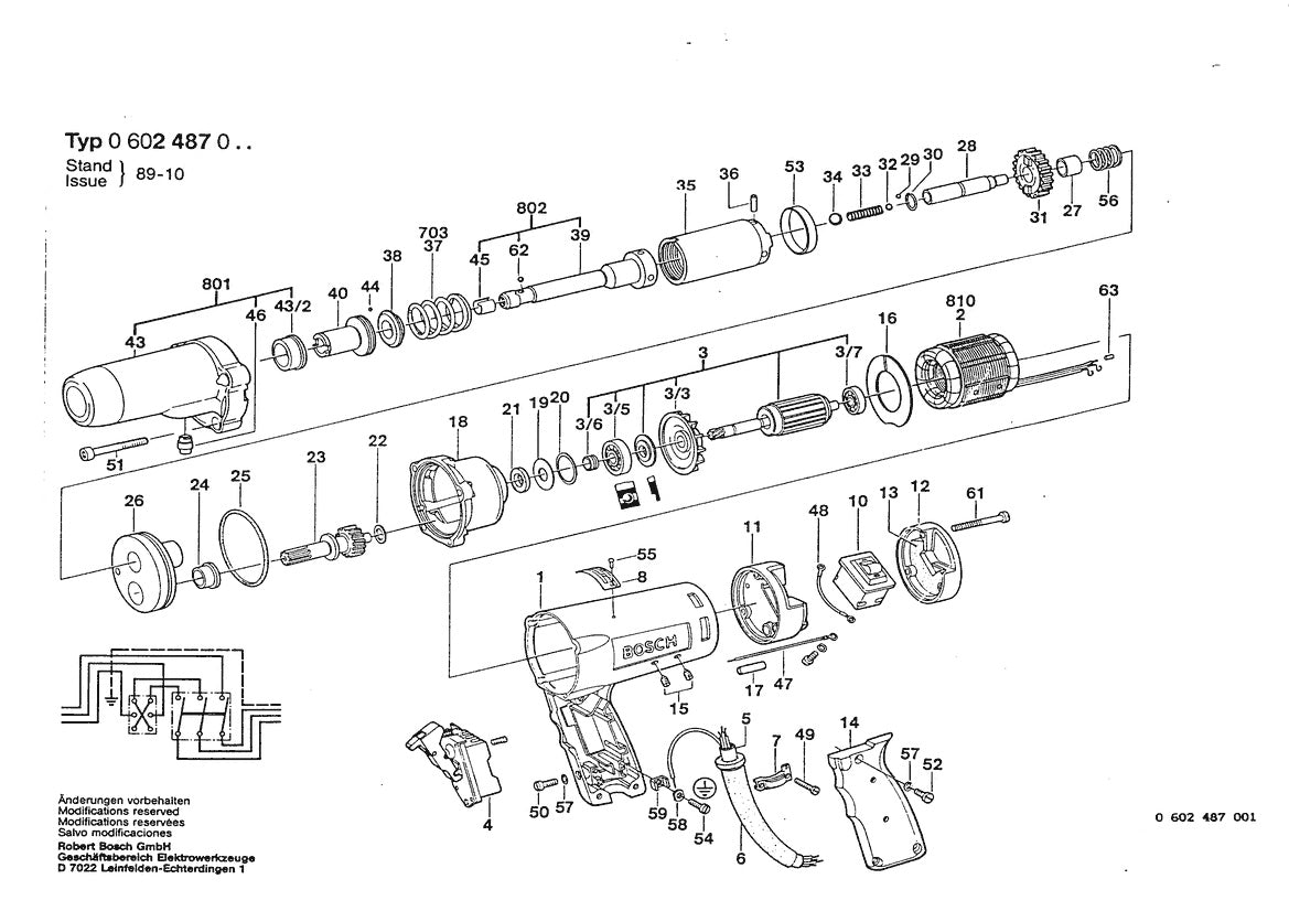 Vue éclatée Bosch HSR 64-A 0 602 487 001 - page 1