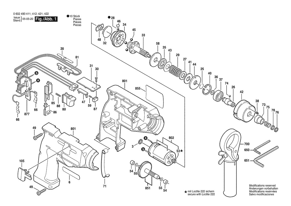 Vue éclatée Bosch SR-AKKU96/6 0 602 490 421 - page 1