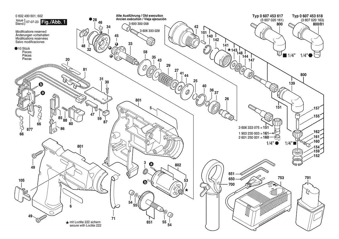 Vue éclatée Bosch SRW-AKKU96/12 0 602 490 602 - page 1