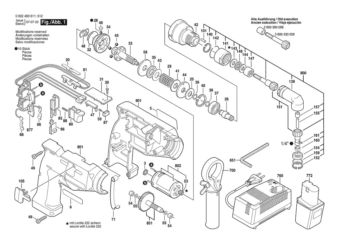 Vue éclatée Bosch IASR 9,6-12V 0 602 490 611 - page 1