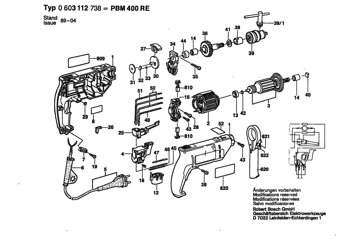 Vue éclatée Bosch PBM 400-RE 0 603 112 738 - page 1