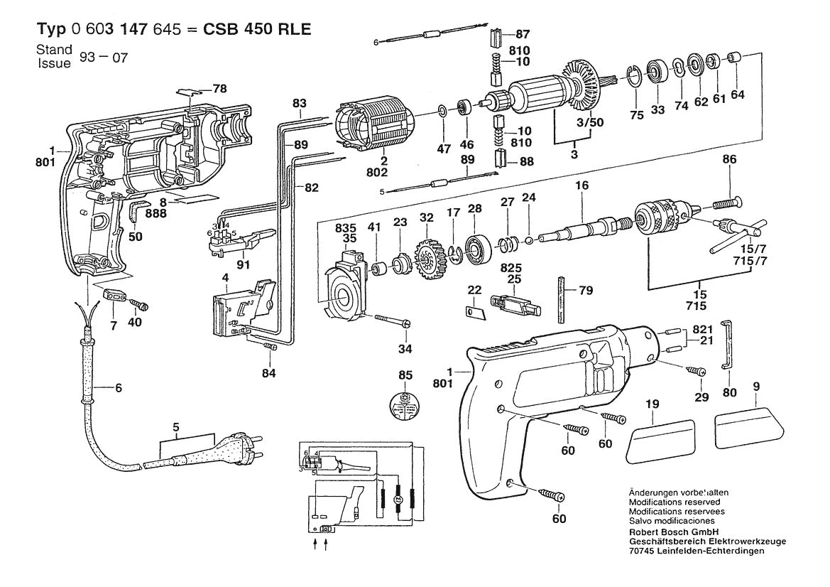 Vue éclatée Bosch CSB 450 RLE 0 603 147 645 - page 1