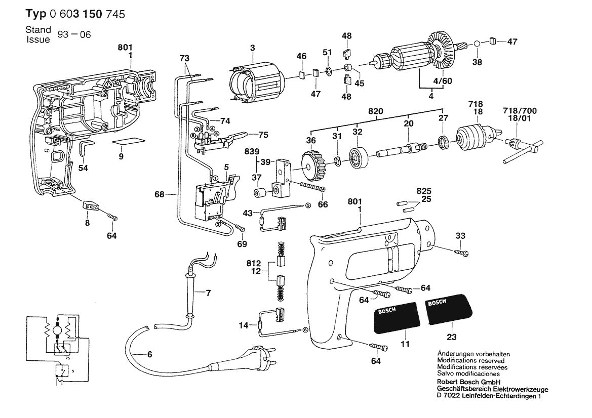 Vue éclatée Bosch PBM 280-RLE 0 603 150 745 - page 1