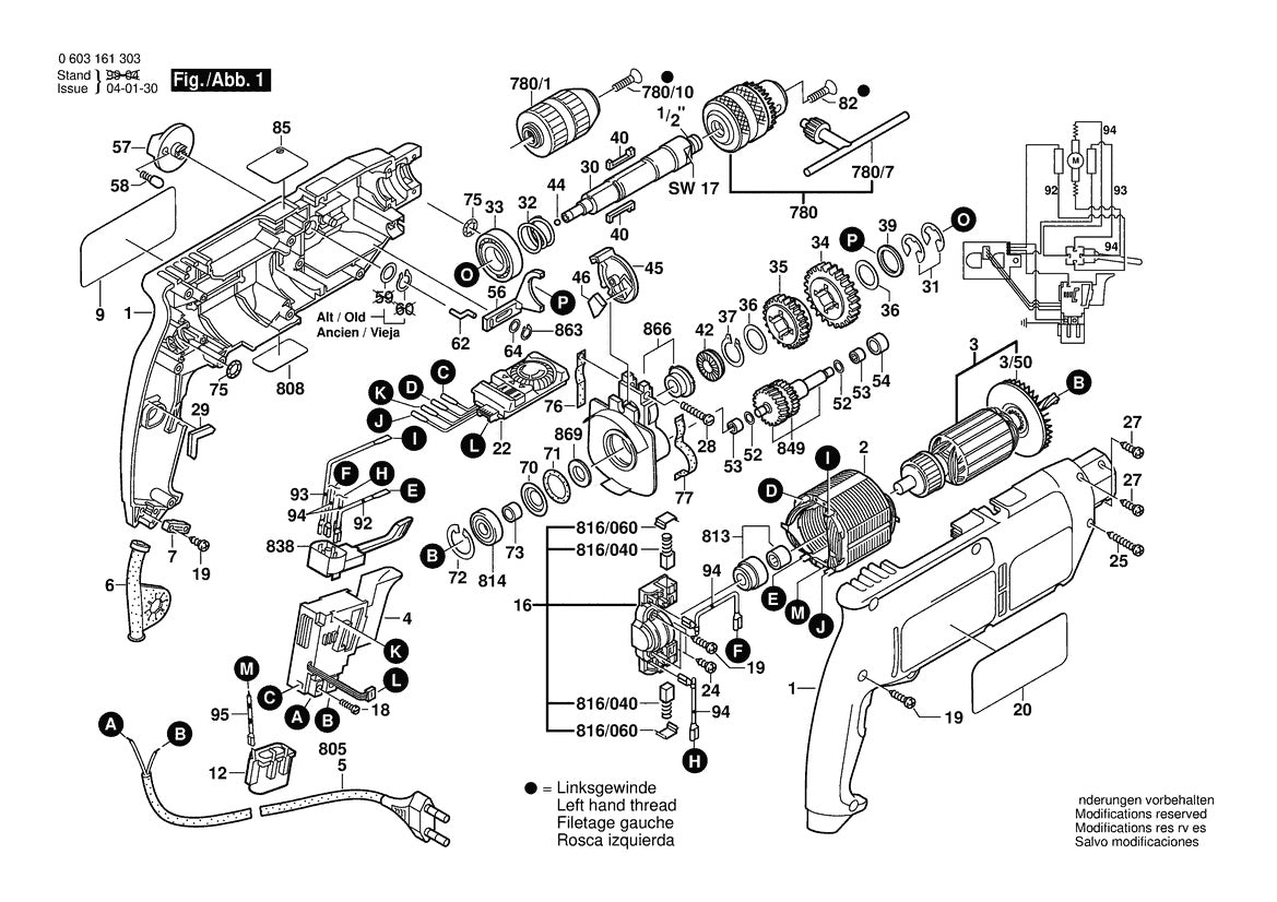 Vue éclatée Bosch PSB 680-2RPE S 0 603 161 371 - page 1